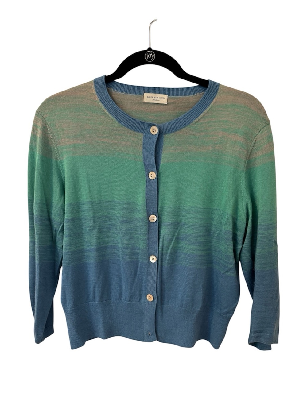 Dries Van Noten Blue and Green Ombre Button Cardigan